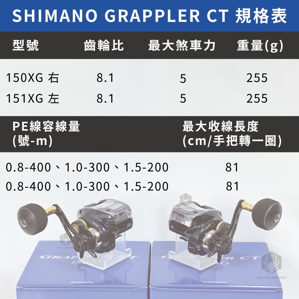【W.S釣具-現貨】Shimano GRAPPLER CT 近海船用捲線器、小烏龜捲線器、敲底、花軟、白帶、附記米螢幕-細節圖4