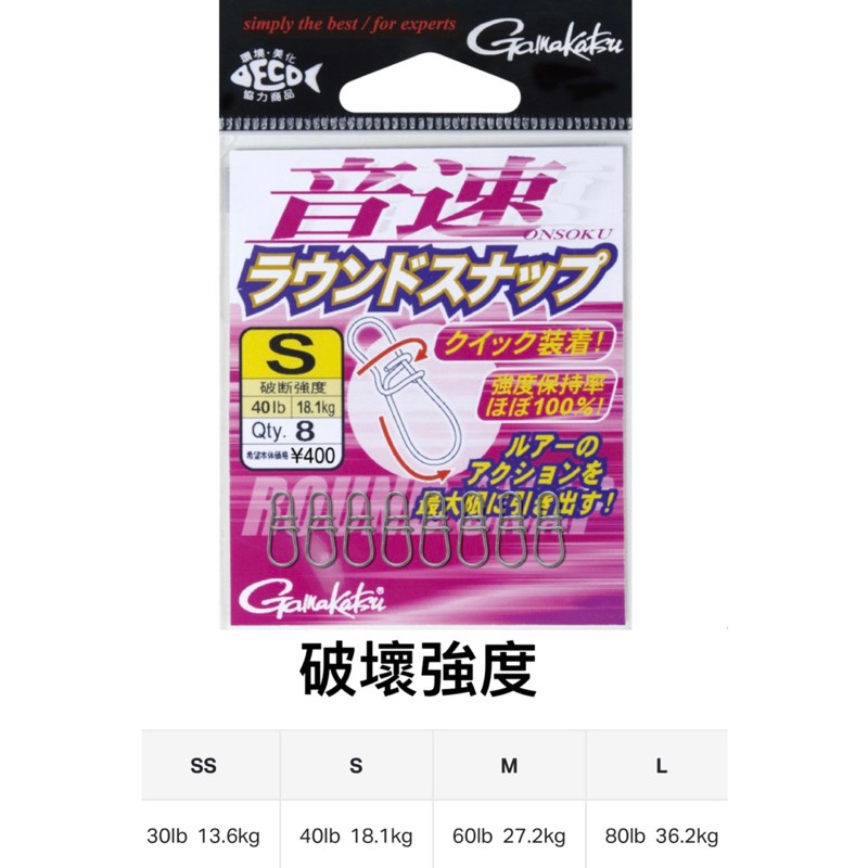 Gamakatsu強力路亞別針、快速別針、高鋼性強度高、路亞微物、岸拋鐵板、根釣、軟絲木蝦-細節圖2