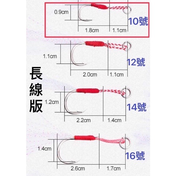 【W.S釣具-現貨】鐵板鉤、鐵板鈎、微鐵鉤、長線版、短線版、微鐵、手工綁製鐵板鉤、粗骨加強型、鐵板、路亞鉤-規格圖7