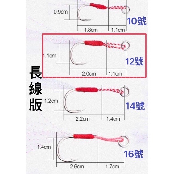 【W.S釣具-現貨】鐵板鉤、鐵板鈎、微鐵鉤、長線版、短線版、微鐵、手工綁製鐵板鉤、粗骨加強型、鐵板、路亞鉤-規格圖7