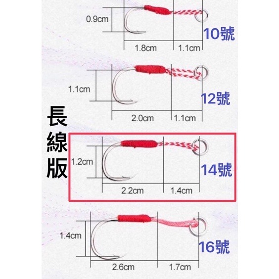 【W.S釣具-現貨】鐵板鉤、鐵板鈎、微鐵鉤、長線版、短線版、微鐵、手工綁製鐵板鉤、粗骨加強型、鐵板、路亞鉤-規格圖7