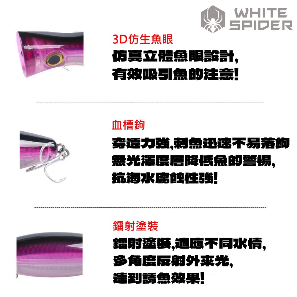 【W.S釣具】路亞、波趴、大嘴波趴、水面系波趴、12.5cm/40.3g、懸浮型、台灣出貨！P001-細節圖2