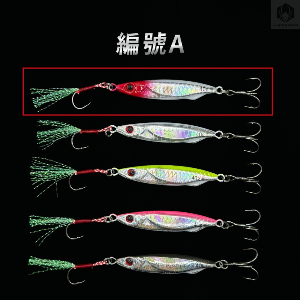 【W.S釣具-現貨❤️】魚型鐵板路亞40g、岸拋鐵板、鐵板路亞、附前後雙鉤、微鐵、岸拋路亞、遠投鐵板、臺灣現貨-規格圖9