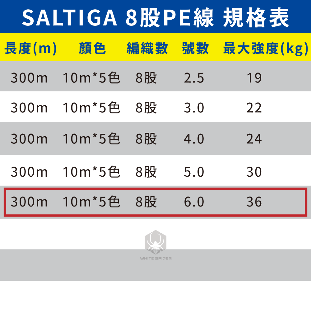 【W.S釣具】日本原裝 Daiwa SALTIGA、8股編織PE線、五色10m、船釣、淡水路亞、岸拋鐵板、日本原裝正品-規格圖7
