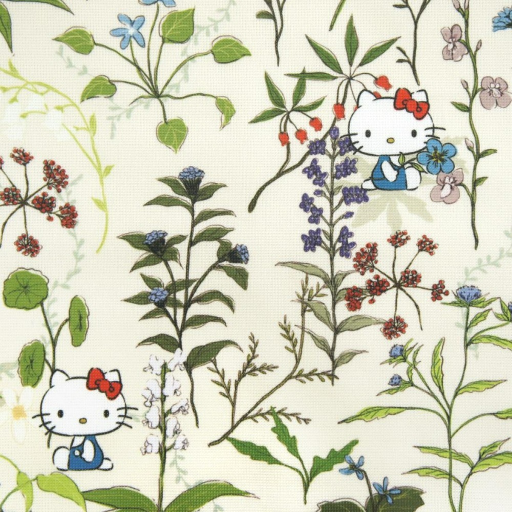 沐菲戀日小舖 日本製現貨 三麗鷗 HELLO KITTY凱蒂貓自然花卉窗簾120x45cm 短簾 廚房-細節圖5