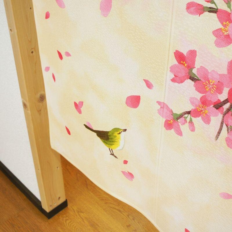 沐菲戀日小舖 日本製山中奈緒子浮世繪 《櫻花與鳥》85x150cm日系門簾-細節圖6