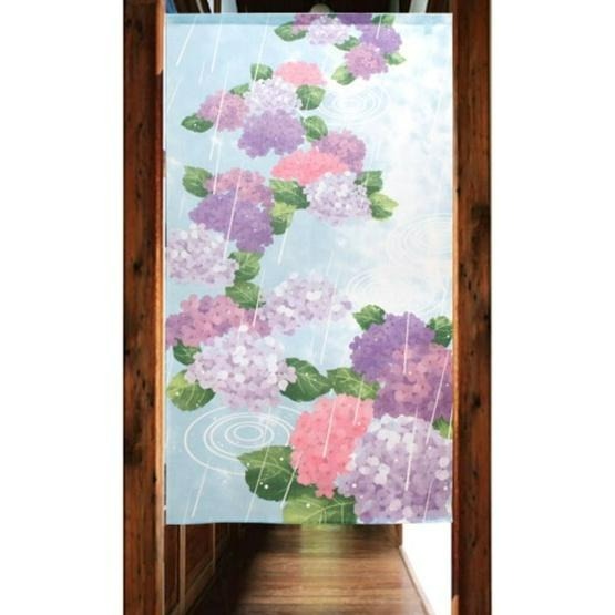 沐菲戀日小舖 日本製山中奈緒子浮世繪《紫陽花雨》85x150cm日式門簾-細節圖2