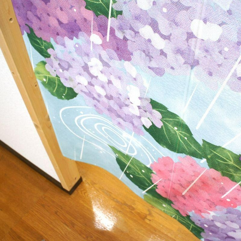 沐菲戀日小舖 日本製山中奈緒子浮世繪《紫陽花雨》85x150cm日式門簾-細節圖5