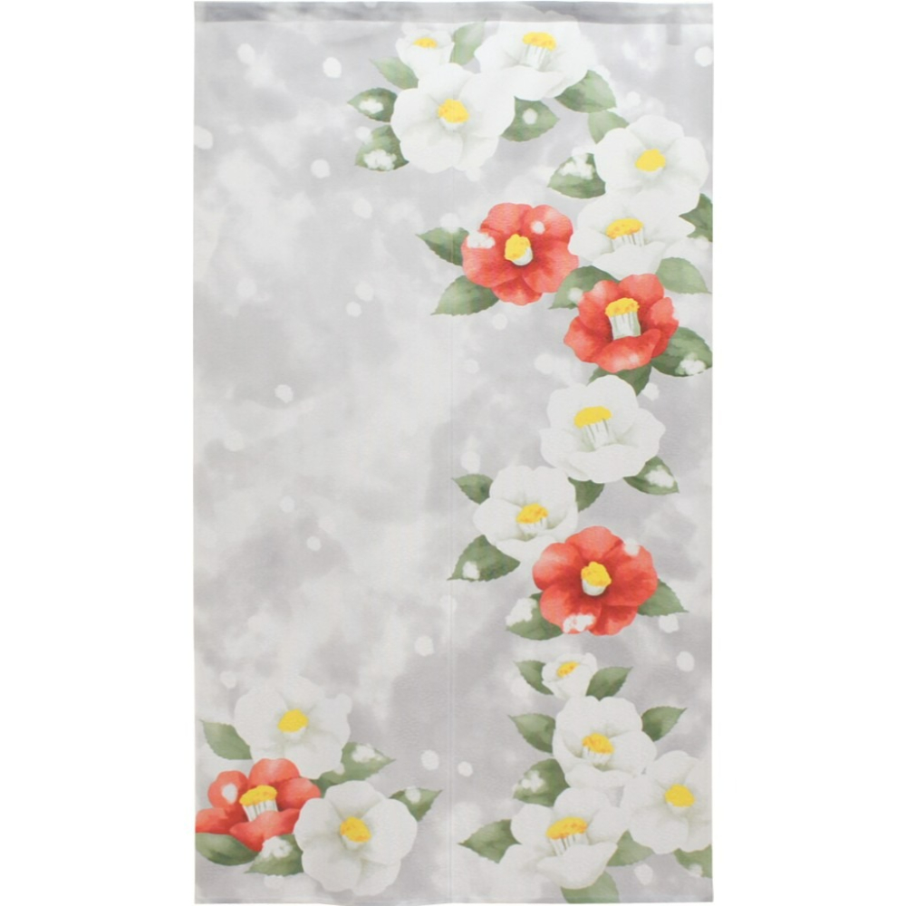 沐菲戀日小舖 日本製現貨 山中奈緒子浮世繪椿の雪《山茶花雪》85x150cm日式門簾 のれん長門簾 兩片式 門簾 掛簾-細節圖7