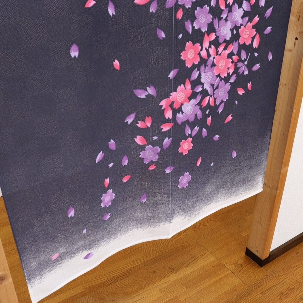 沐菲戀日小鋪 日本製現貨 月光櫻花  85x150cm 月光櫻 のれん長門簾  兩片式 門簾 掛簾 遮擋簾 風水簾-細節圖4