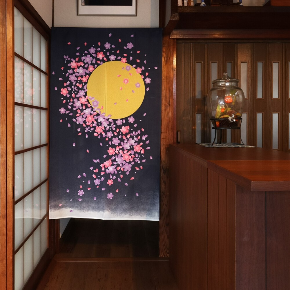 沐菲戀日小鋪 日本製現貨 月光櫻花  85x150cm 月光櫻 のれん長門簾  兩片式 門簾 掛簾 遮擋簾 風水簾-細節圖8