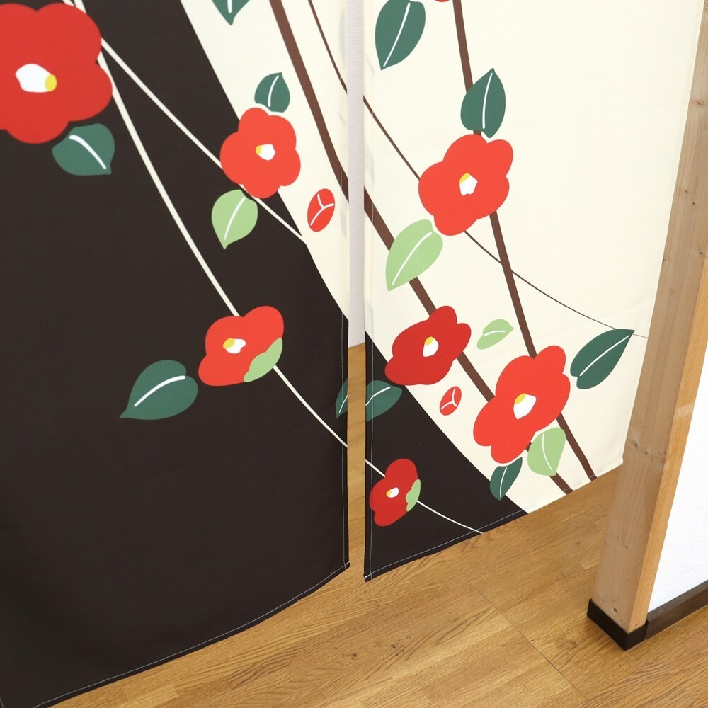 沐菲戀日小舖 日本現貨中國製 TSUBAKI椿 門簾 85x150cm 日式圖案風格 門簾 のれん長門簾 兩片式 門簾-細節圖2