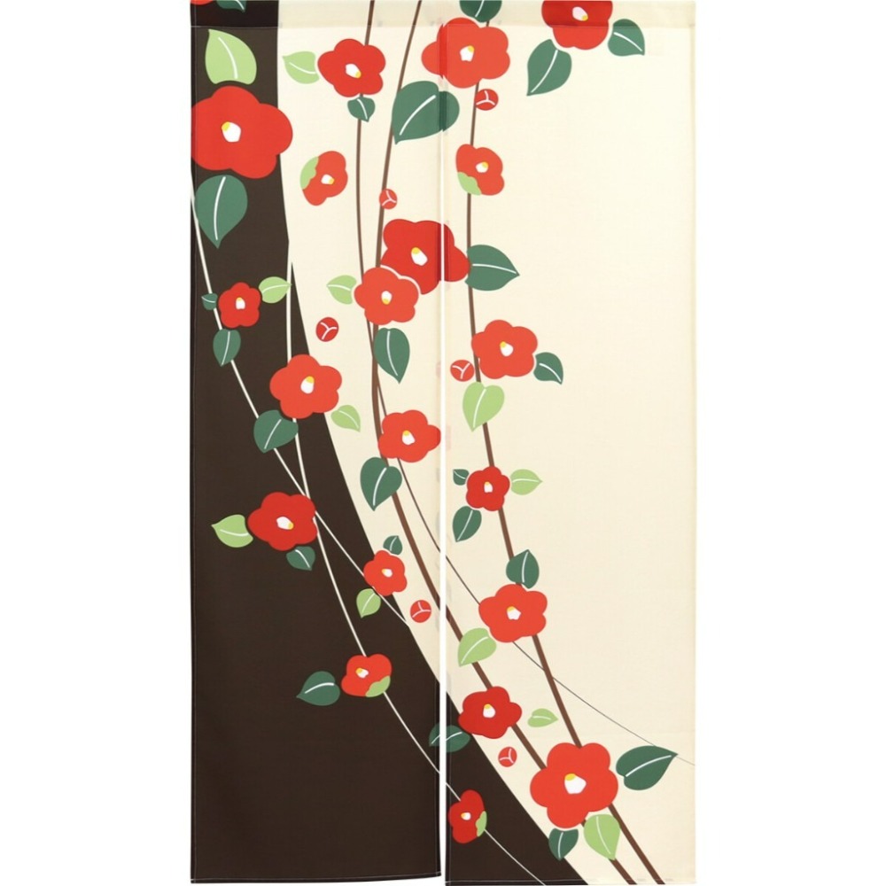 沐菲戀日小舖 日本現貨中國製 TSUBAKI椿 門簾 85x150cm 日式圖案風格 門簾 のれん長門簾 兩片式 門簾-細節圖8