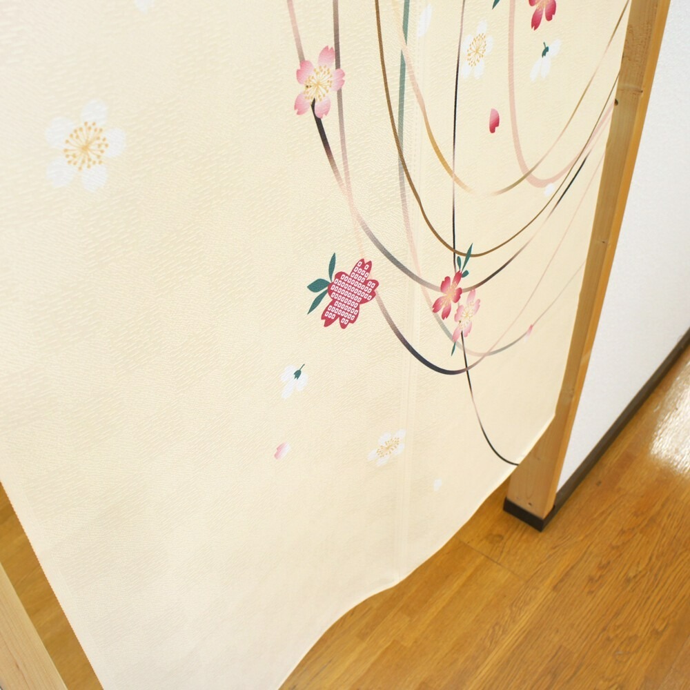 沐菲戀日小鋪 日本製現貨 和櫻門簾花便り 85x150cm  花語 のれん長門簾 兩片式 門簾 掛簾 風水簾-細節圖4