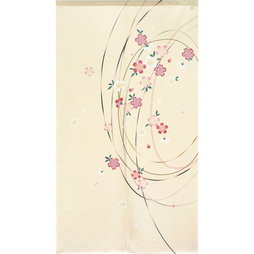 沐菲戀日小鋪 日本製現貨 和櫻門簾花便り 85x150cm  花語 のれん長門簾 兩片式 門簾 掛簾 風水簾-細節圖7