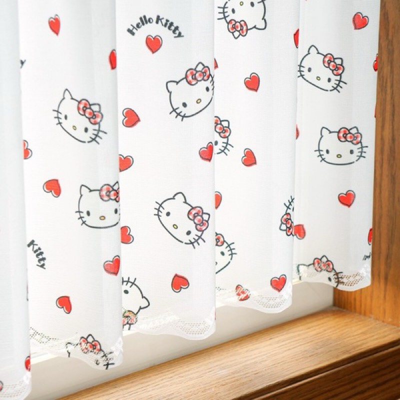 沐菲戀日小舖 日本製現貨 三麗鷗「Hello Kitty Heart Check」120x45cm門簾-細節圖3