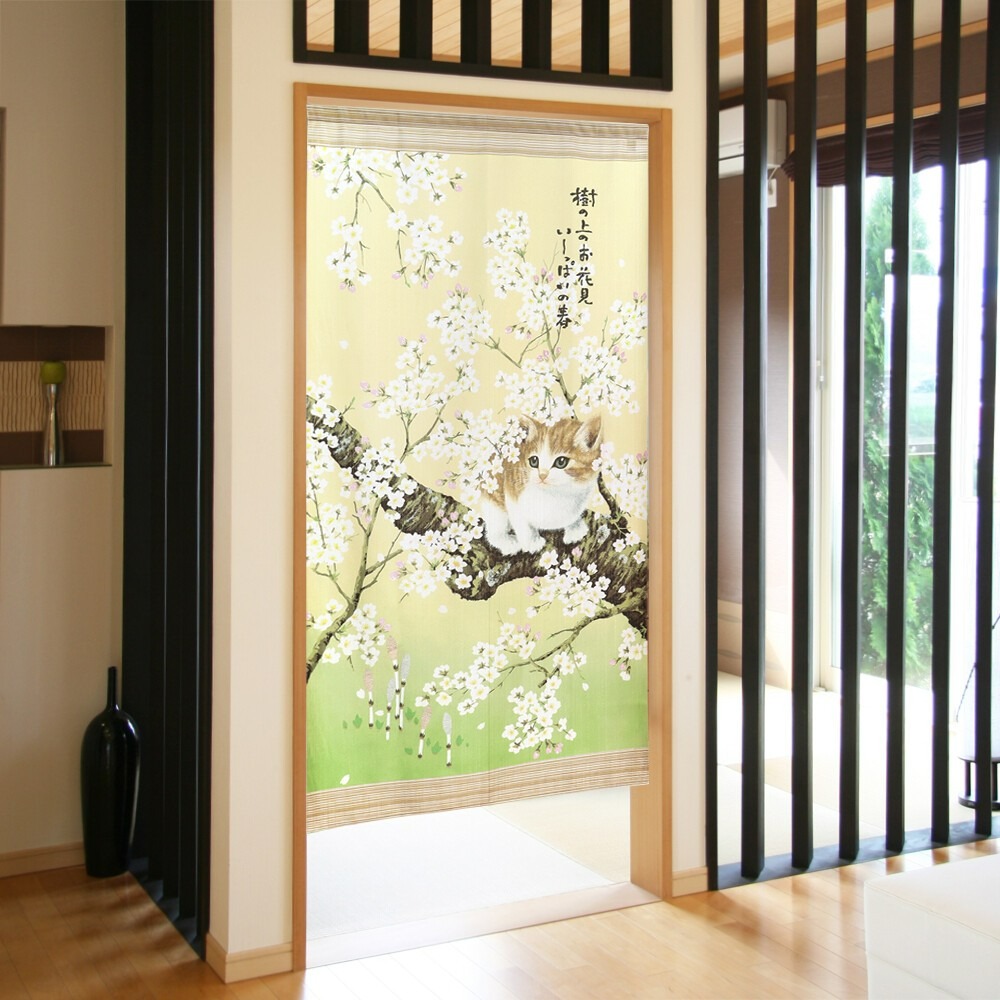 沐菲戀日小舖 日本製現貨 春日貓 門簾 85*170cm 貓奴 貓控-細節圖4
