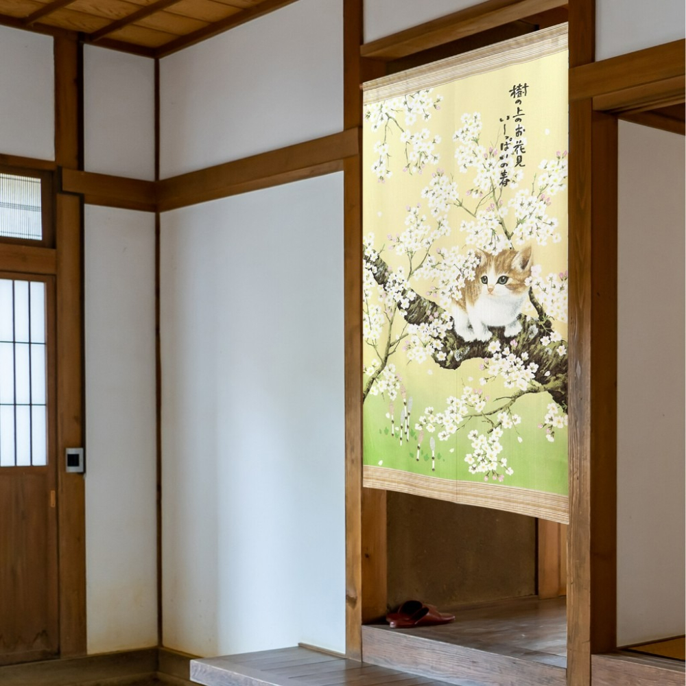 沐菲戀日小舖 日本製現貨 春日貓 門簾 85*170cm 貓奴 貓控-細節圖5