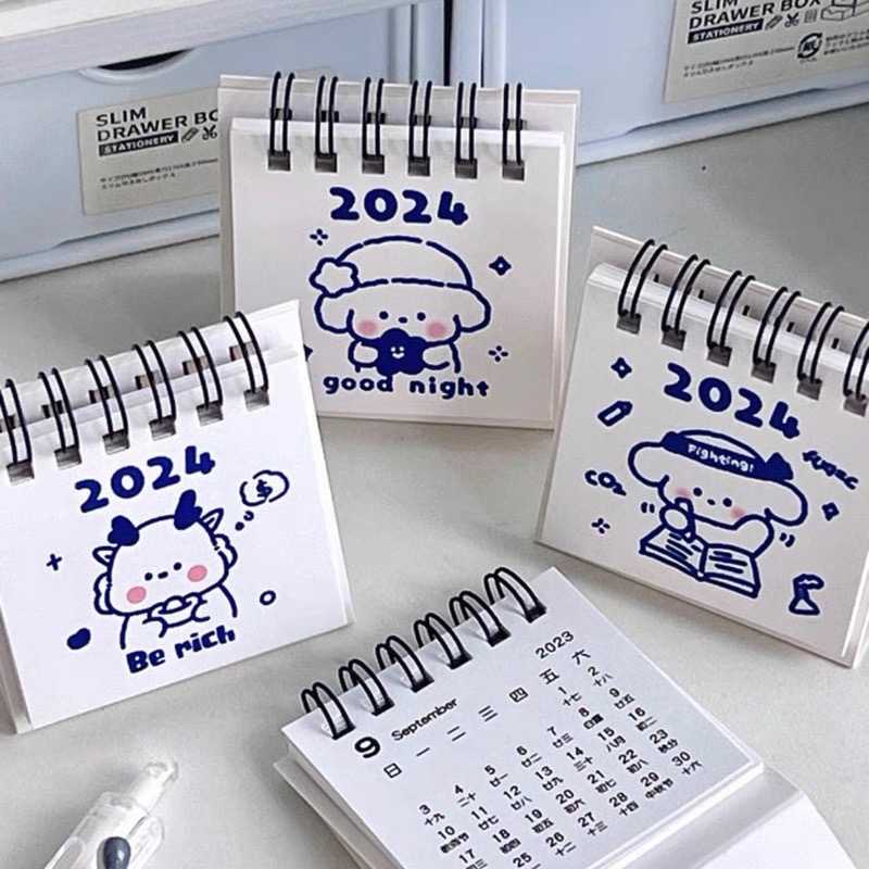 【iLIKE Shop🌴】 買一送一2024年迷你小台曆 創意小台曆 日曆 月曆 小月歷 迷你桌曆 可愛又實用-細節圖3