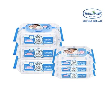 【寶貝市集】Baan 貝恩 嬰兒 保養 柔濕巾 80抽 20抽 上蓋設計 一般清潔 口手專用