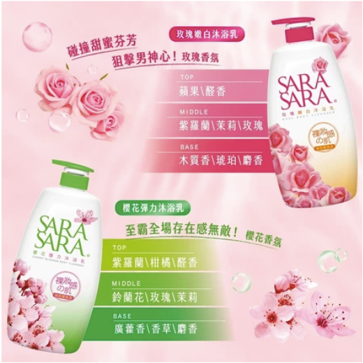 SARA 莎啦莎啦 沐浴乳補充包 800g  拋光緊膚 小蒼蘭 櫻花 玫瑰 木蘭香 茉莉麝香  莎啦莎啦沐浴乳 沐浴乳-細節圖2