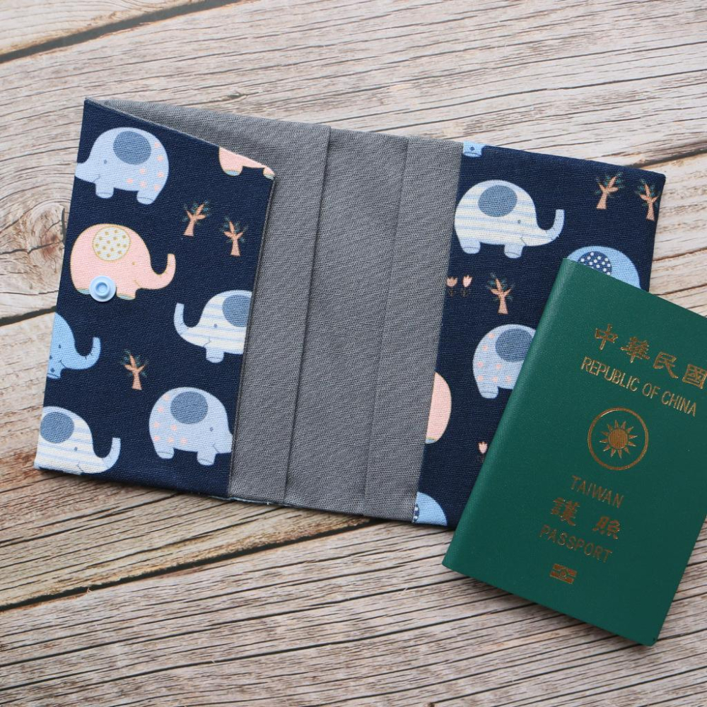 【大象-藍】  護照套 護照夾 護照套 護照包 純手作 可自己挑選布料訂製-細節圖3