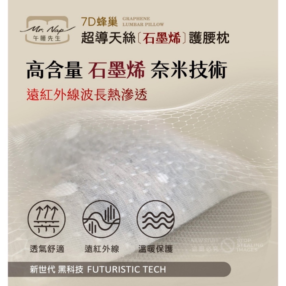 現貨-台灣精品【Mr.Nap午睡先生】7D蜂巢超導石墨烯天絲護腰枕-精巧版(可水洗)靠腰枕車用靠枕沙發靠枕辦公椅靠枕-細節圖4