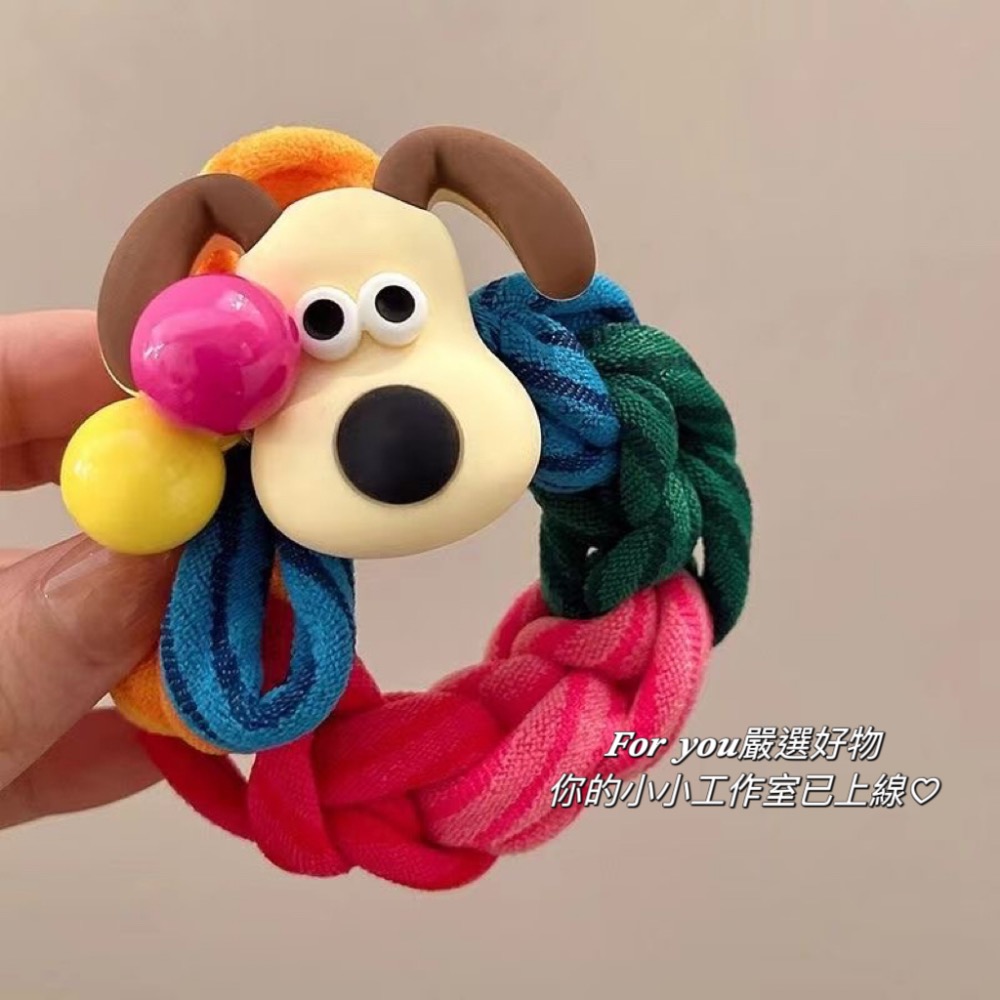 𝑭𝒐𝒓 𝒚𝒐𝒖 §預購🚚 日韓彩虹立體狗🐶球球編織彈力髮圈-細節圖6