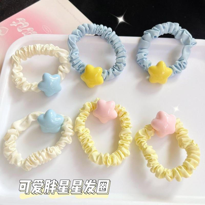 預購§嚴選好物♡ins風多巴胺少女胖星星造型髮圈 大腸圈 髮式-細節圖2