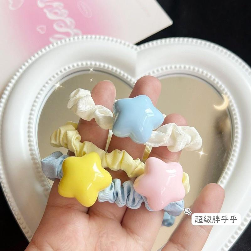 預購§嚴選好物♡ins風多巴胺少女胖星星造型髮圈 大腸圈 髮式-細節圖3