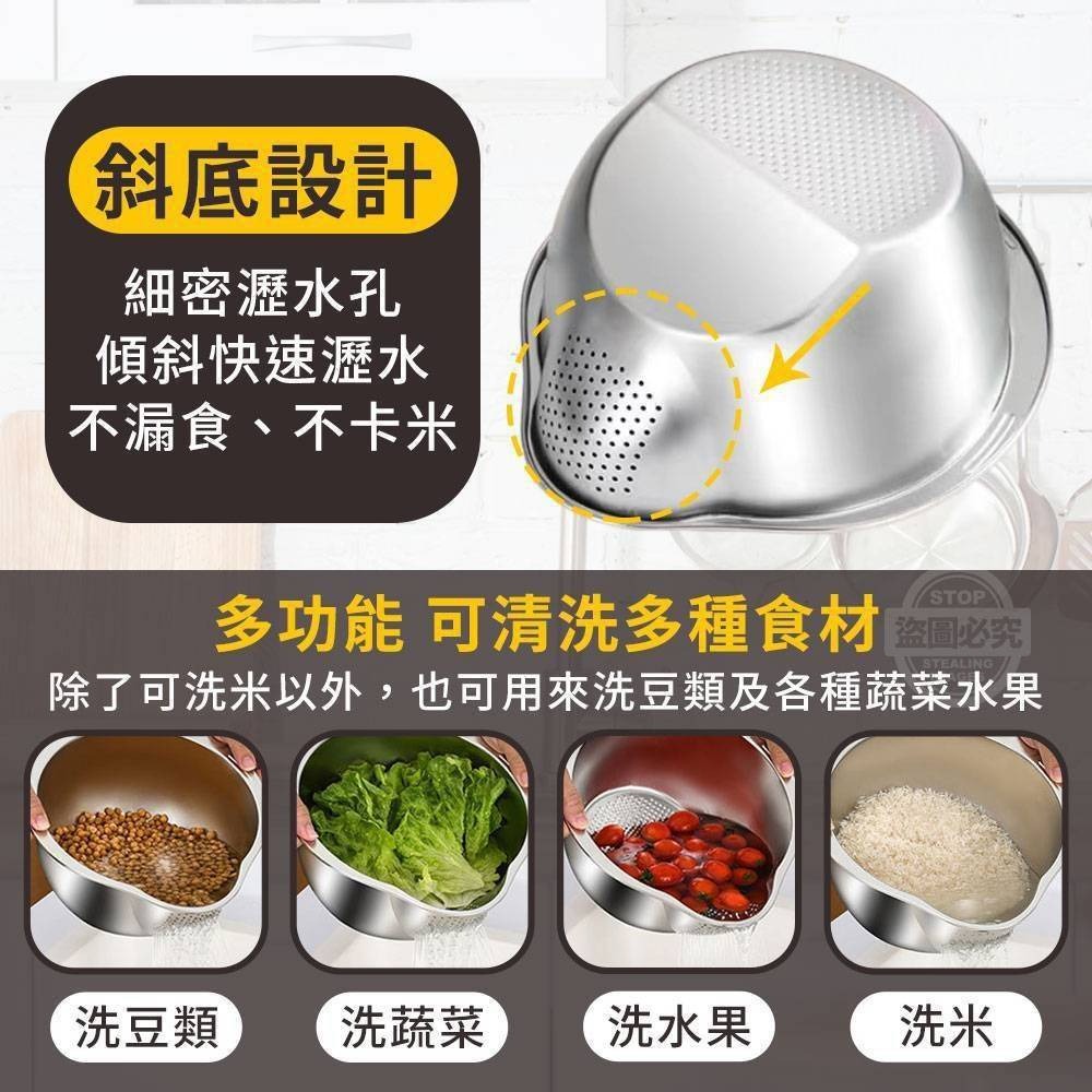 ❤️‍🩹洗濾多功能斜底不鏽鋼瀝水盆-細節圖2