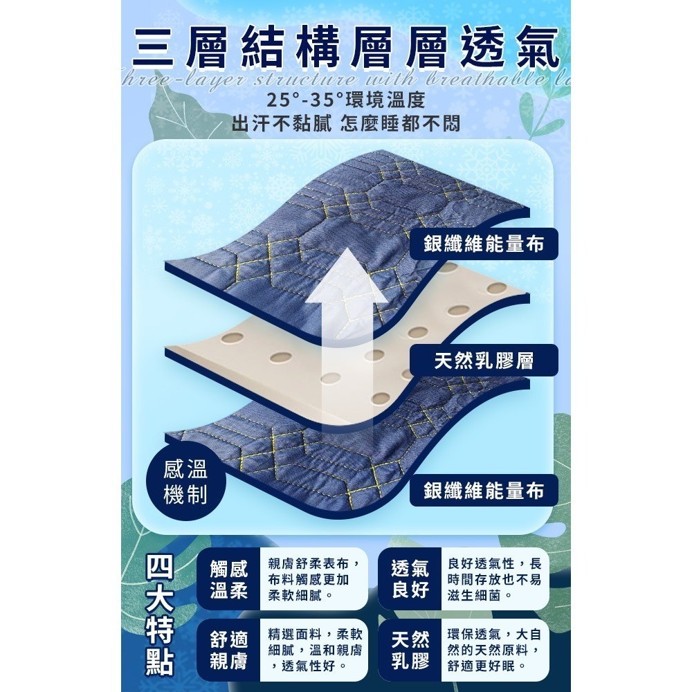 【Hilton 希爾頓】石墨烯銀纖維乳膠酷涼床墊(B0846-N18)-細節圖2