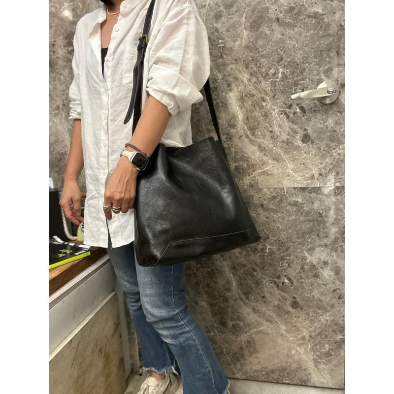 🔥現貨+預購【🇰🇷 Tanned】|韓國 2story質感植鞣牛皮側斜背簡約水桶大包👜真皮系列 牛皮植鞣包 精品包 限量-細節圖4