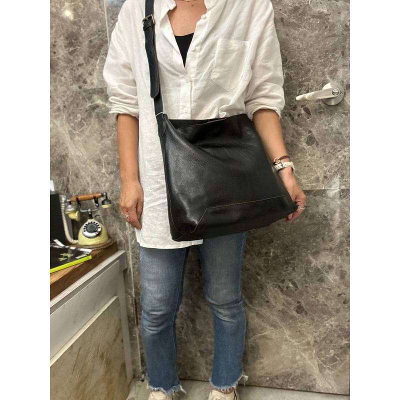 🔥現貨+預購【🇰🇷 Tanned】|韓國 2story質感植鞣牛皮側斜背簡約水桶大包👜真皮系列 牛皮植鞣包 精品包 限量-細節圖5