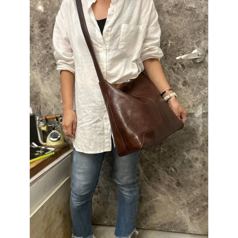 🔥現貨+預購【🇰🇷 Tanned】|韓國 2story質感植鞣牛皮側斜背簡約水桶大包👜真皮系列 牛皮植鞣包 精品包 限量-細節圖6