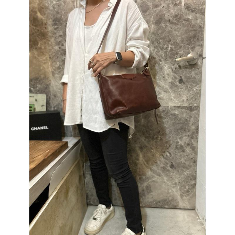 🔥 現貨【🇰🇷 Tanned】|韓國 復古植鞣牛皮水餃後雙夾層斜側背包👜正韓 真皮系列 牛皮皮革 高品質包 筆電包-細節圖7