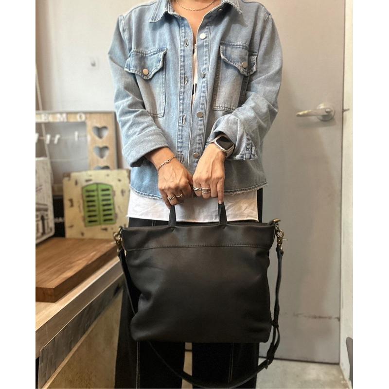 🔥 現貨【🇰🇷 Tanned】|韓國 2Story復古植鞣牛皮手提包👜正韓 真皮系列 牛皮皮革 長夾包 公事包-細節圖9