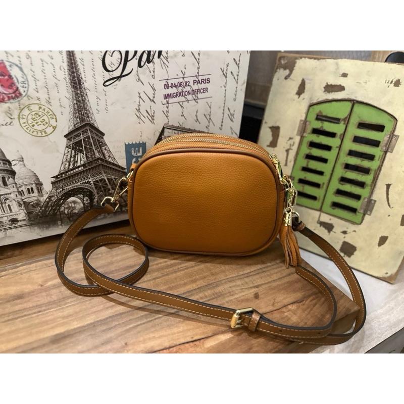 🔥 現貨【🇰🇷 Tanned】|韓國 牛皮三層拉鍊斜背小包👜正韓 真皮系列 牛皮皮革 側背小包 手提包 化妝包 相機包-細節圖4