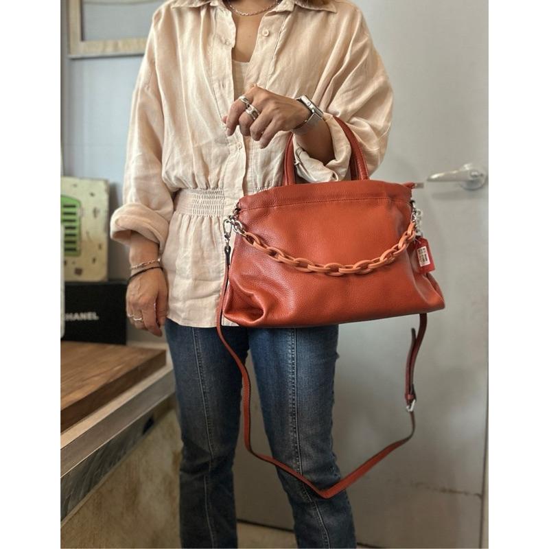 🔥 現貨【🇰🇷 Tanned】|韓國 牛皮鍊帶手提托特包👜 正韓 真皮系列 牛皮皮革 手提包 約會包-細節圖2