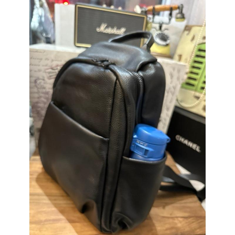 🔥 現貨【🇰🇷 Tanned】|韓國 牛皮前拉鍊後背包💼正韓 真皮系列 牛皮皮革 後背包 學生包 交換禮物-細節圖3