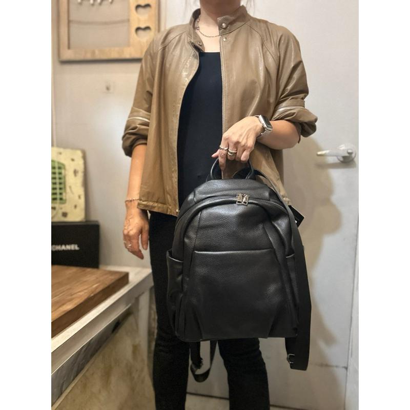 🔥 現貨【🇰🇷 Tanned】|韓國 牛皮前拉鍊後背包💼正韓 真皮系列 牛皮皮革 後背包 學生包 交換禮物-細節圖5