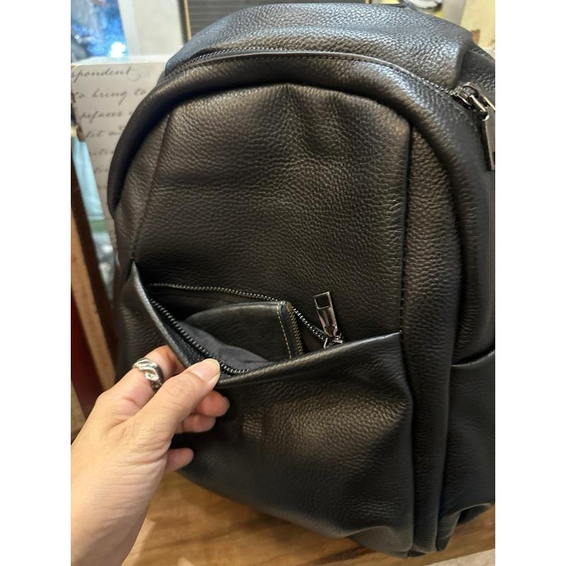 🔥 現貨【🇰🇷 Tanned】|韓國 牛皮前拉鍊後背包💼正韓 真皮系列 牛皮皮革 後背包 學生包 交換禮物-細節圖9