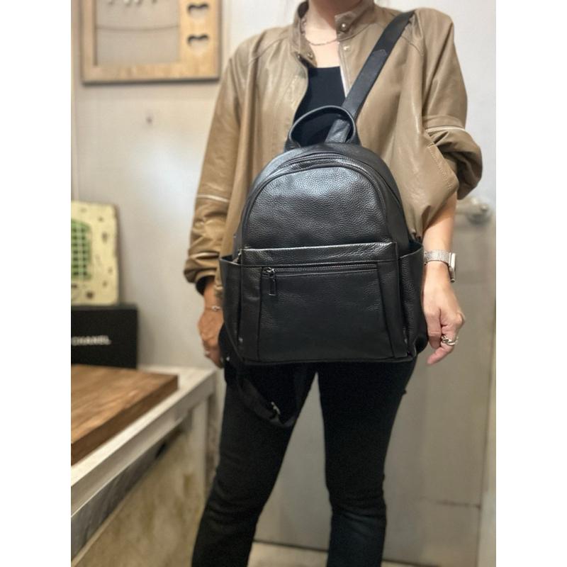 🔥 現貨【🇰🇷 Tanned】|韓國 牛皮前拉鍊後背包💼正韓 真皮系列 牛皮皮革 電腦包 公事包 出差包-細節圖5