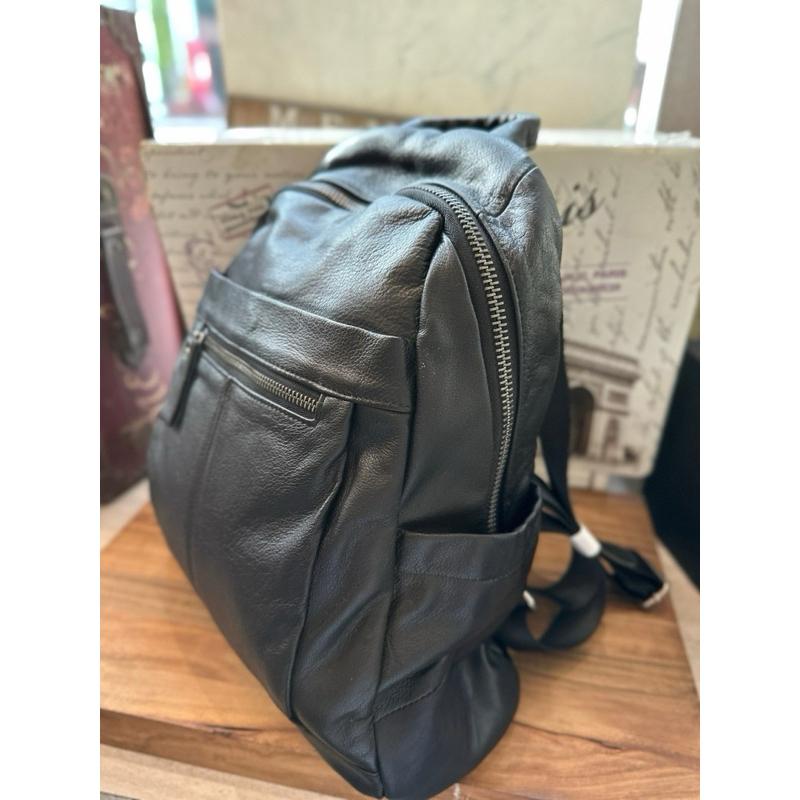 🔥 【🇰🇷 Tanned】|韓國 牛皮前拉鍊後背包👜正韓 真皮系列 牛皮皮革 電腦包 父親節禮物 男友禮物 真皮包-細節圖2