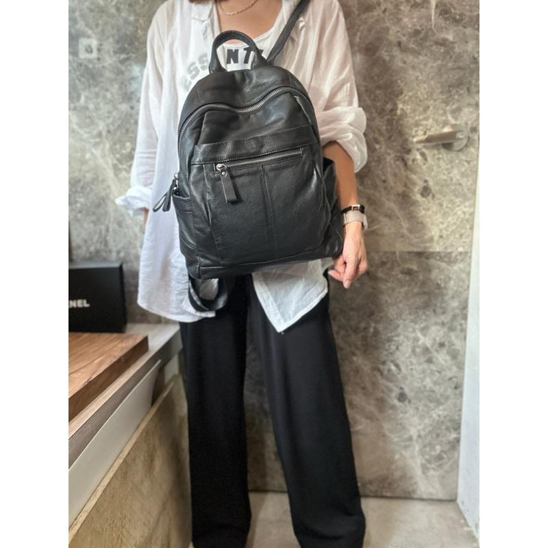 🔥 【🇰🇷 Tanned】|韓國 牛皮前拉鍊後背包👜正韓 真皮系列 牛皮皮革 電腦包 父親節禮物 男友禮物 真皮包-細節圖5