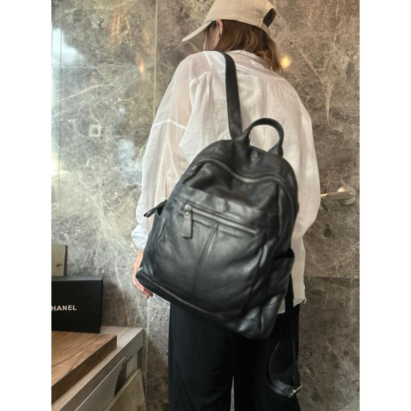 🔥 【🇰🇷 Tanned】|韓國 牛皮前拉鍊後背包👜正韓 真皮系列 牛皮皮革 電腦包 父親節禮物 男友禮物 真皮包-細節圖8