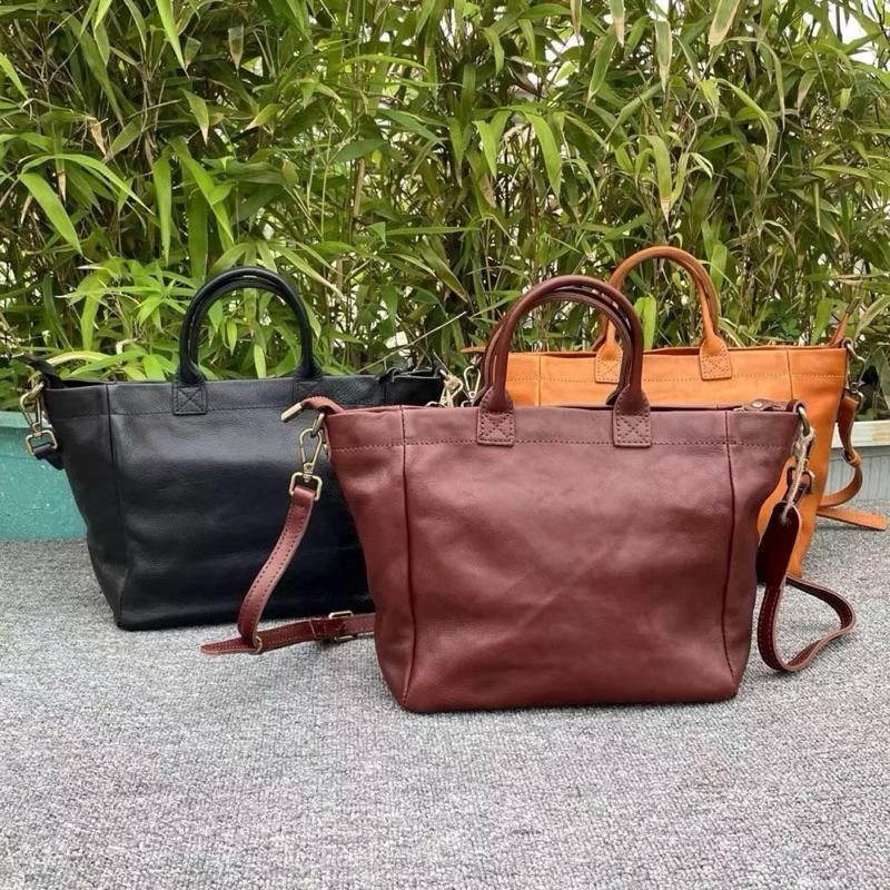 🔥 現貨【🇰🇷 Tanned】|韓國 植鞣牛皮手提拉鍊托特斜背包👜正韓 真皮系列 牛皮皮革 手提包 化妝包-細節圖2
