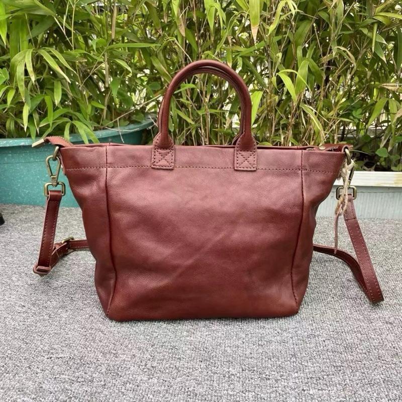 🔥 現貨【🇰🇷 Tanned】|韓國 植鞣牛皮手提拉鍊托特斜背包👜正韓 真皮系列 牛皮皮革 手提包 化妝包-細節圖3