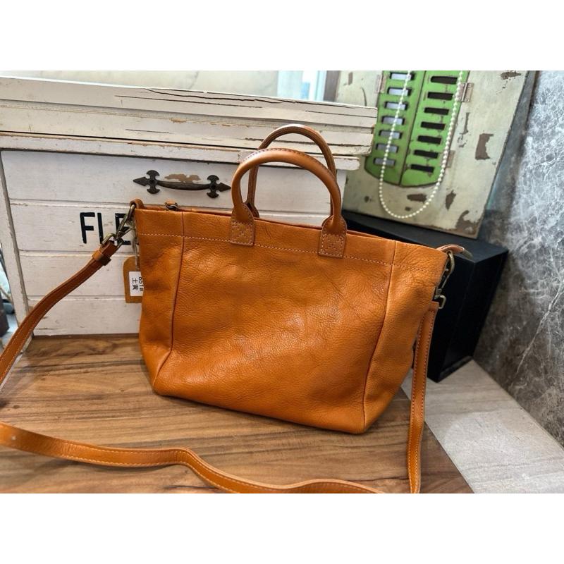 🔥 現貨【🇰🇷 Tanned】|韓國 植鞣牛皮手提拉鍊托特斜背包👜正韓 真皮系列 牛皮皮革 手提包 化妝包-細節圖5