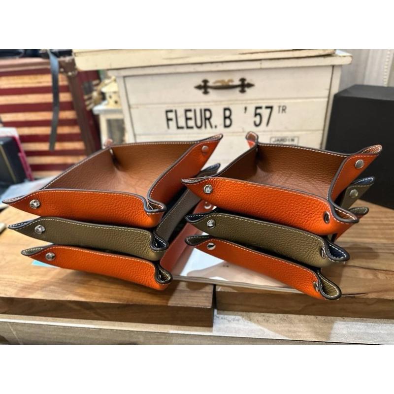 🔥 【🇰🇷 Tanned】【保固】| 牛皮雷射馬車扣子展示皮盤💼真皮系列 牛皮皮革 盤子 收納盤-細節圖2